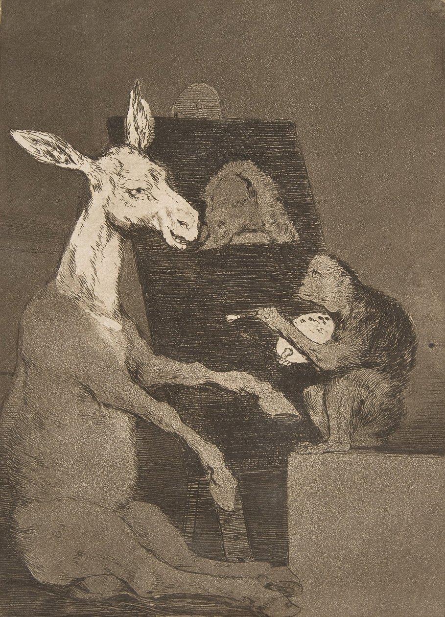 Plate 41 fra Los Caprichos: Verken mer eller mindre Ni mas ni menos., 1799. av Francisco de Goya