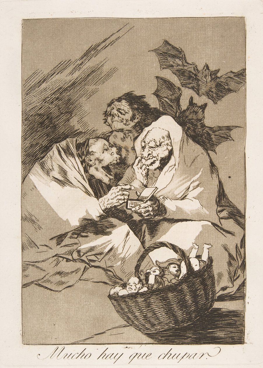 Plate 45 fra Los Caprichos: There is Plenty to Suck av Francisco de Goya