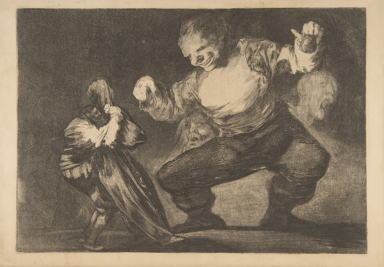 Plate 4 fra Disparates: Simpleton, ca. 1816-23 privattrykkeri ca.1854. av Francisco de Goya