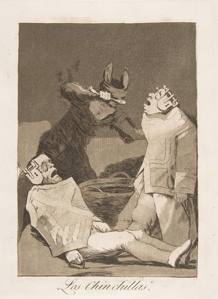 Plate 50 fra Los Caprichos: The Chinchillas Los Chinchillas., 1799. av Francisco de Goya
