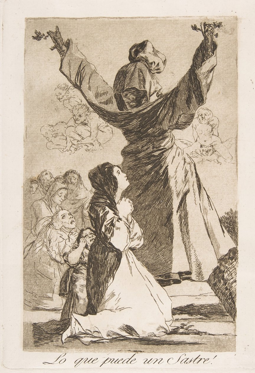 Plate 52 fra Los Caprichos: Hva en skredder kan gjøre! For en skredder kan!, 1799. av Francisco de Goya