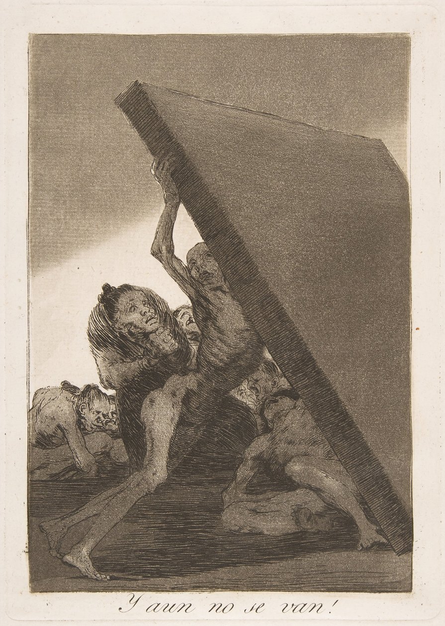 Plate 59 fra Los Caprichos: Og fortsatt går de ikke! Y aun no se van!, 1799. av Francisco de Goya
