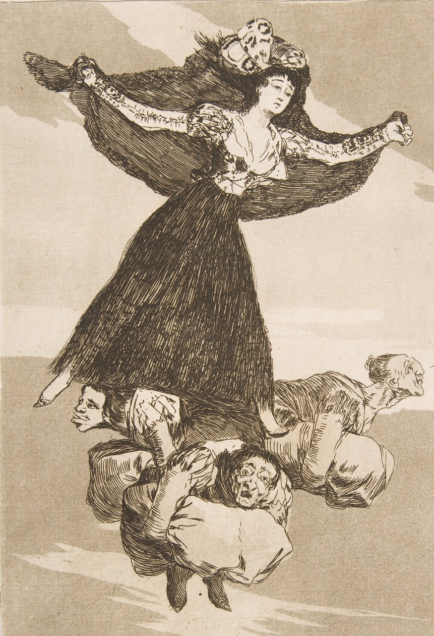 Plate 61 fra Los Caprichos: De har fløyet Volaverunt., 1799. av Francisco de Goya