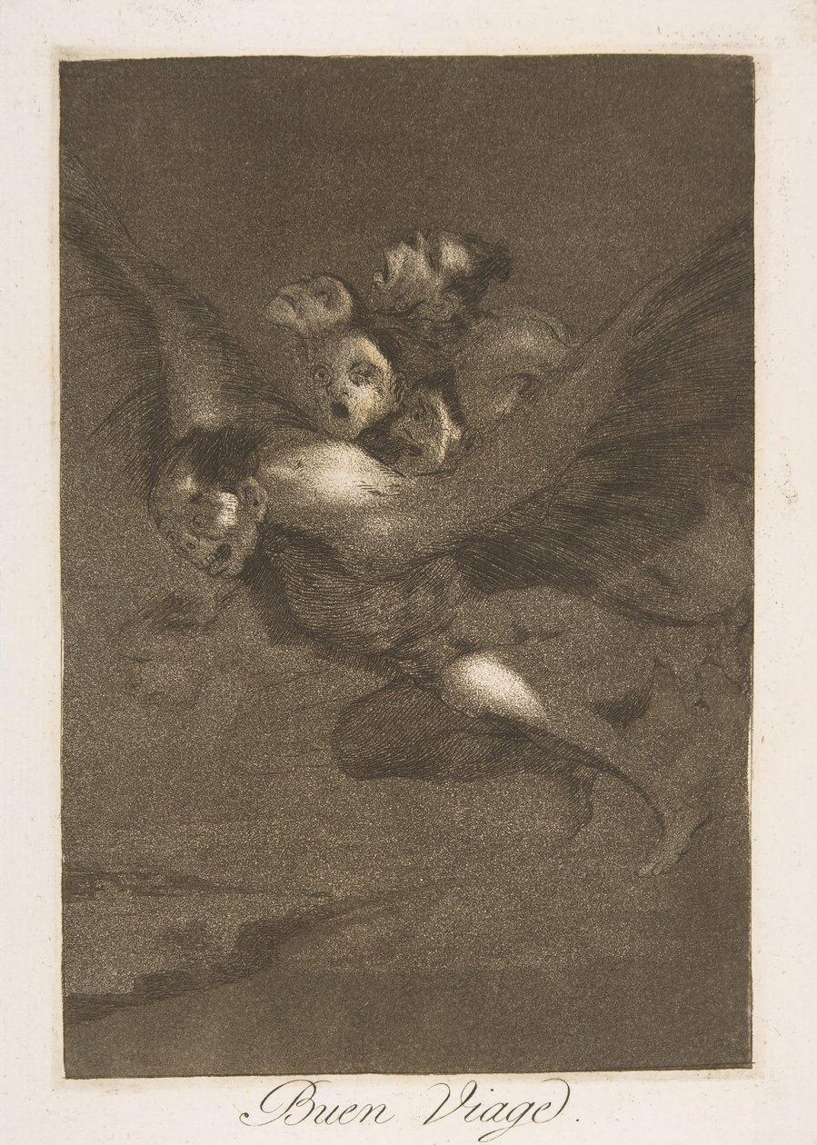 Plate 64 fra Los Caprichos: Bon voyage Bon Voyage., 1799. av Francisco de Goya