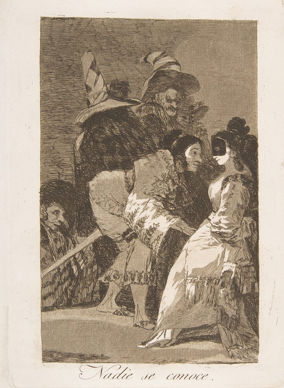 Plate 6 fra Los Caprichos: Ingen kjenner seg selv Nadie se conoce., 1799. av Francisco de Goya