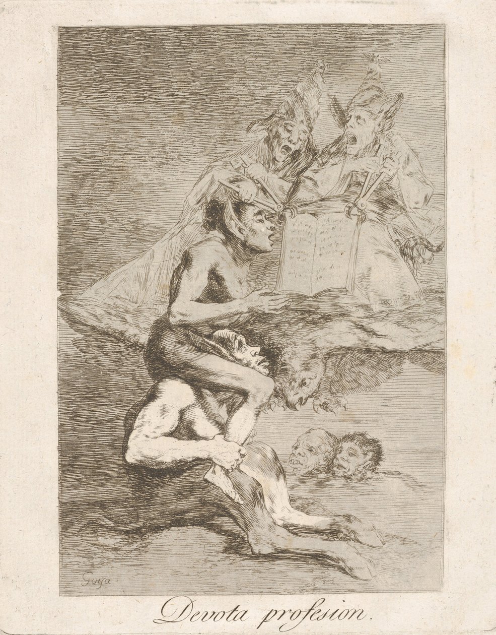 Plate 70 fra Los Caprichos: Devout Profession Devota profesion., 1799. av Francisco de Goya