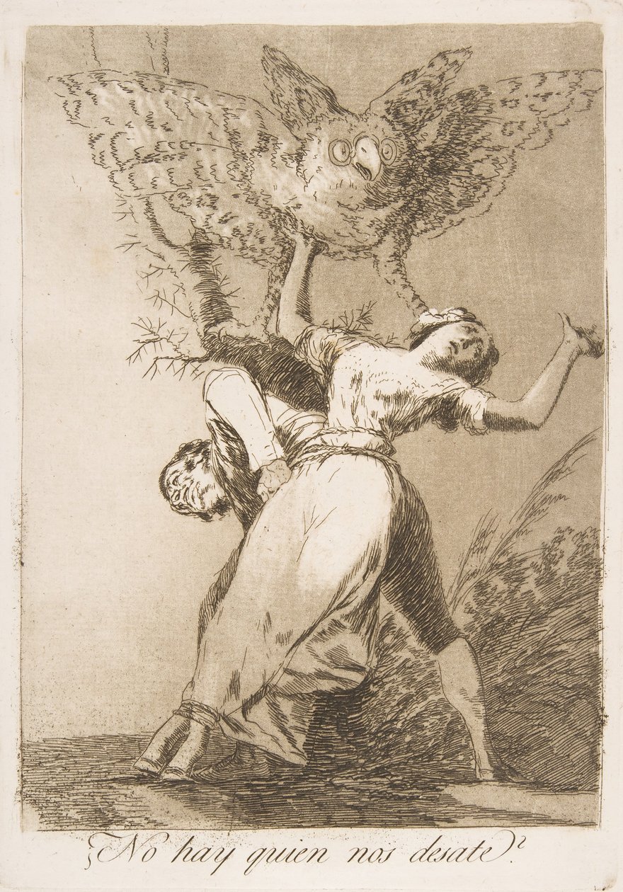 Plate 75 fra Los Caprichos: Er det ingen som kan løsne oss? Er det ingen som kan løsne oss, 1799. av Francisco de Goya