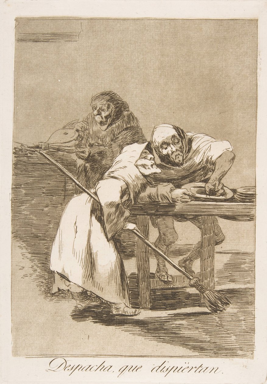 Plate 78 fra Los Caprichos: Vær rask, de våkner Despacha, que dispiértan., 1799. av Francisco de Goya