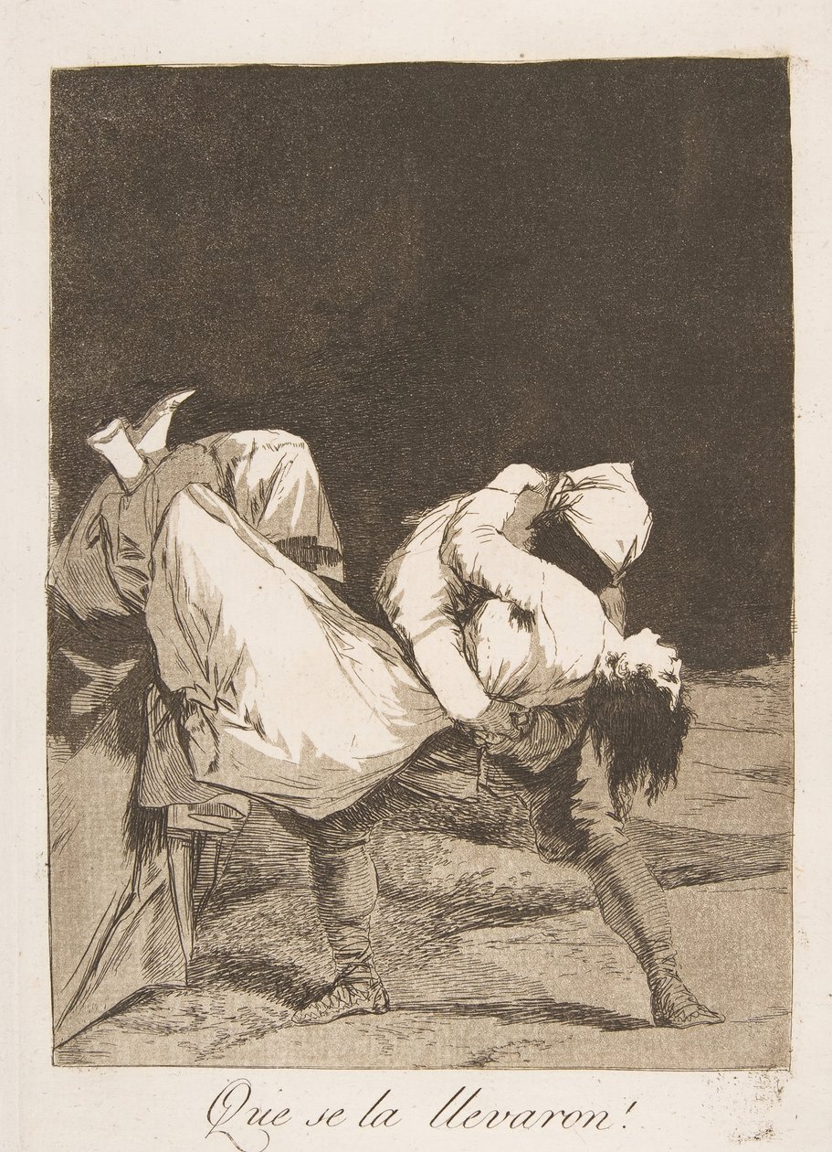 Plate 8 fra Los Caprichos: De bar henne bort! De tok henne!, 1799. av Francisco de Goya