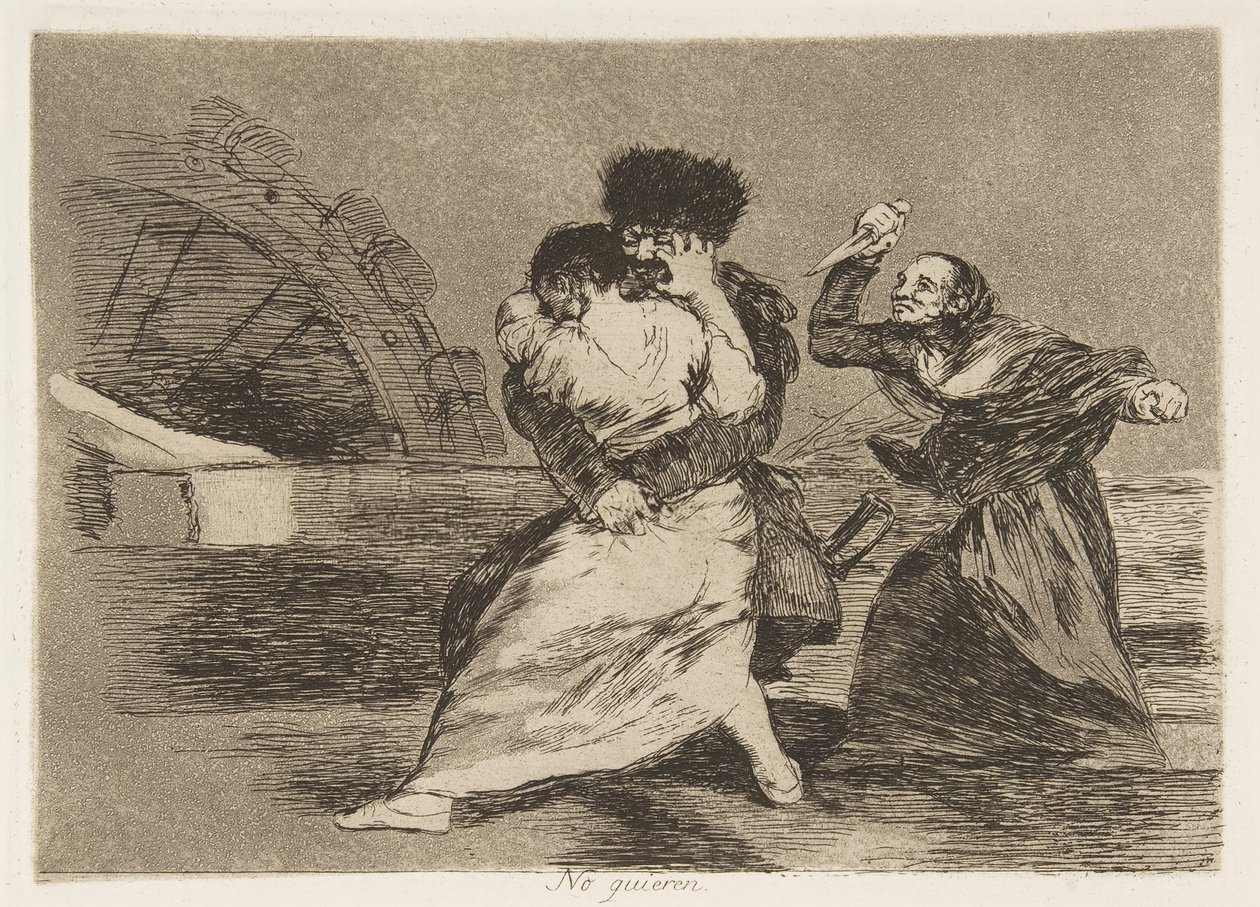 Plate 9 fra The Disasters of War Los Desastres de la Guerra: They d..., 1810 publisert 1863. av Francisco de Goya