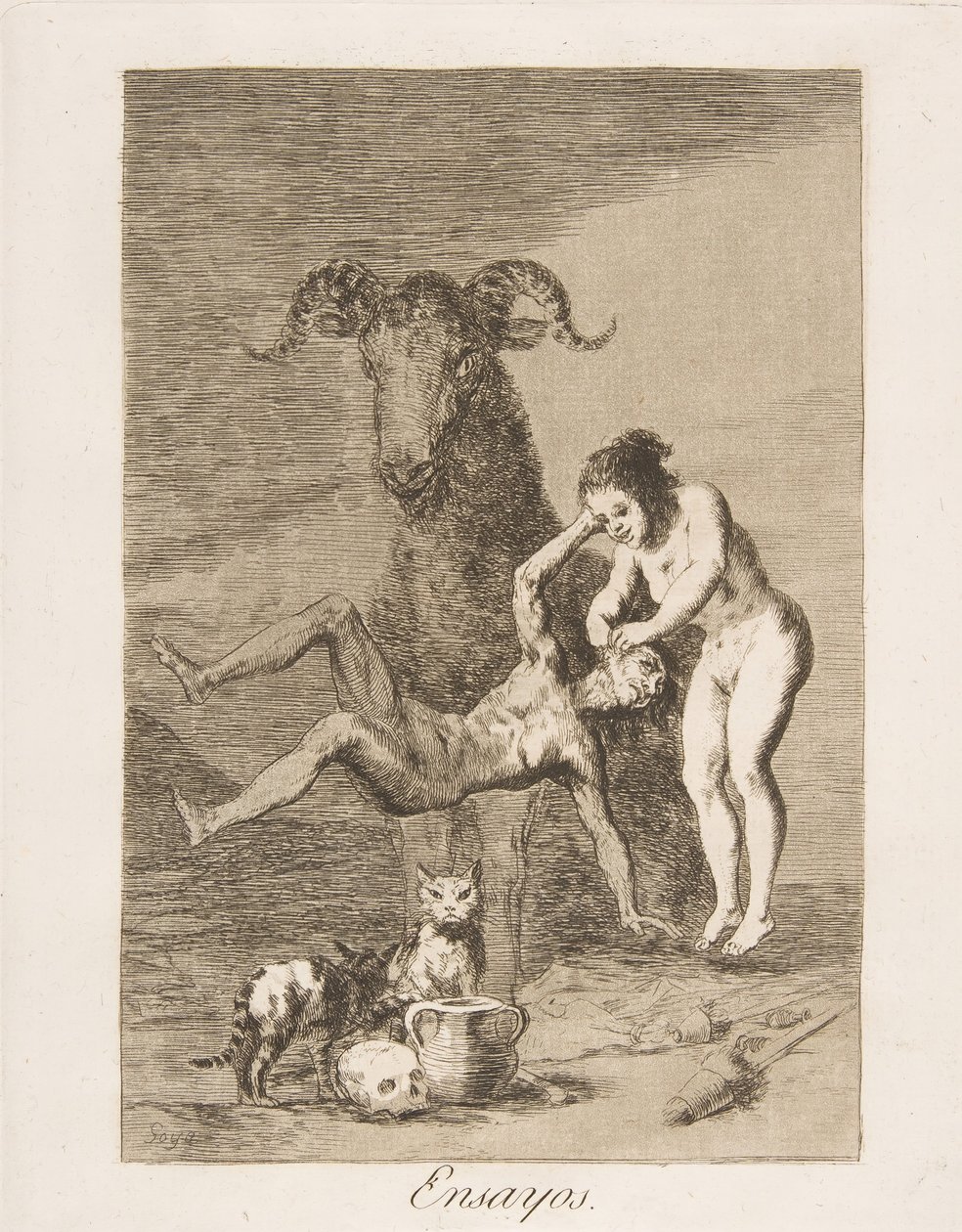 Plate 60 fra Los Caprichos: Trials Essays., 1799. av Francisco de Goya
