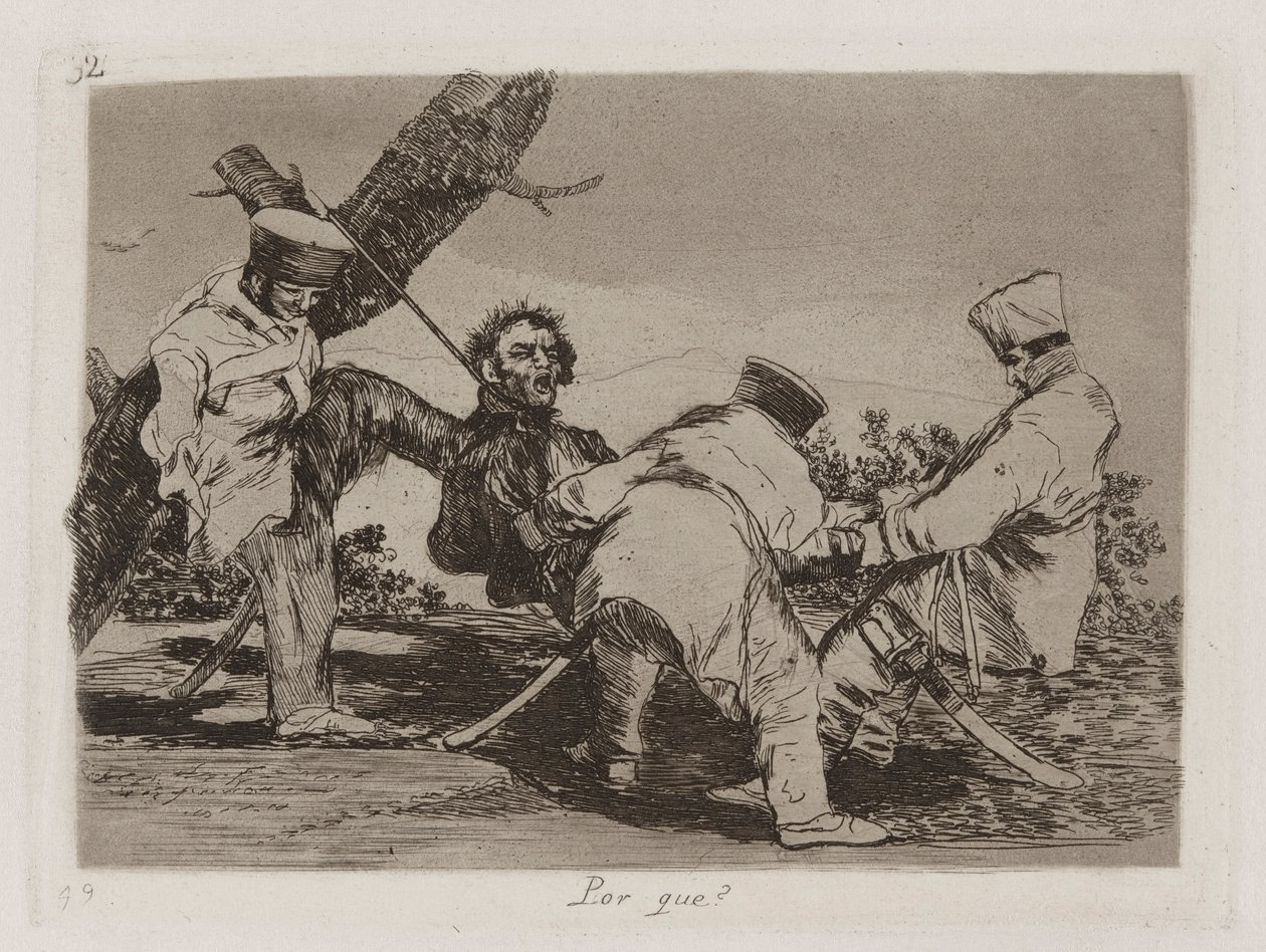 Hvorfor [sic]? (Hvorfor?), Plate 32 fra The Disasters of War av Francisco de Goya