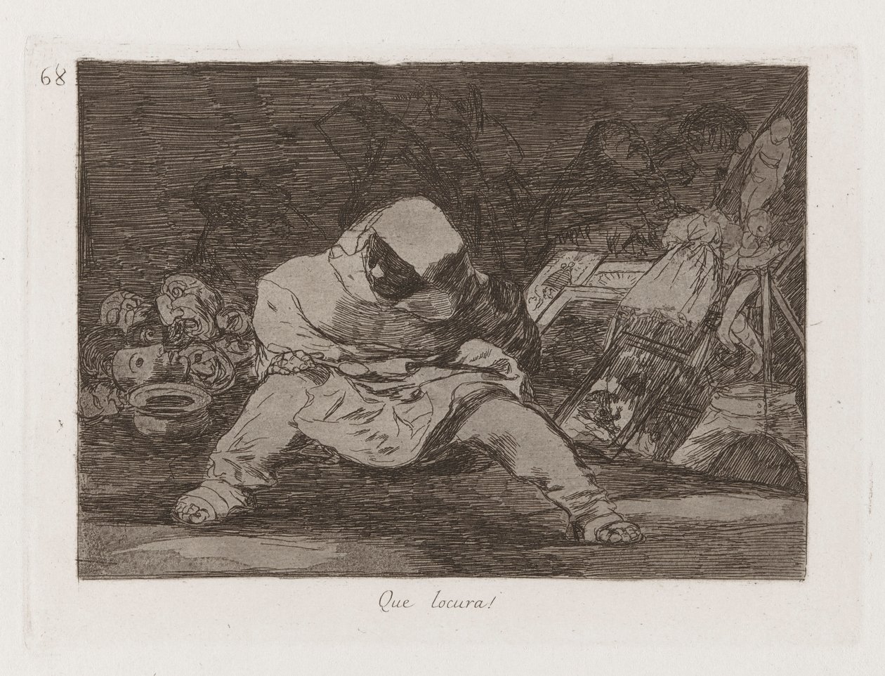 Hvilken galskap! (What Madness!), Plate 68 fra The Disasters of War av Francisco de Goya