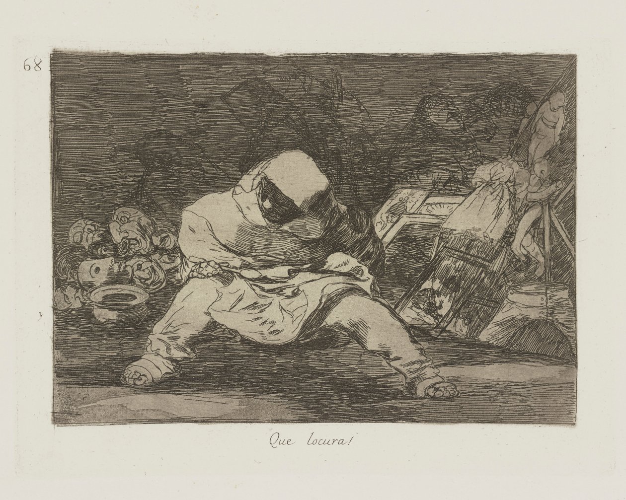 Hvilken galskap! (Hvilken galskap!), pl. 68 fra serien The Disasters of War av Francisco de Goya