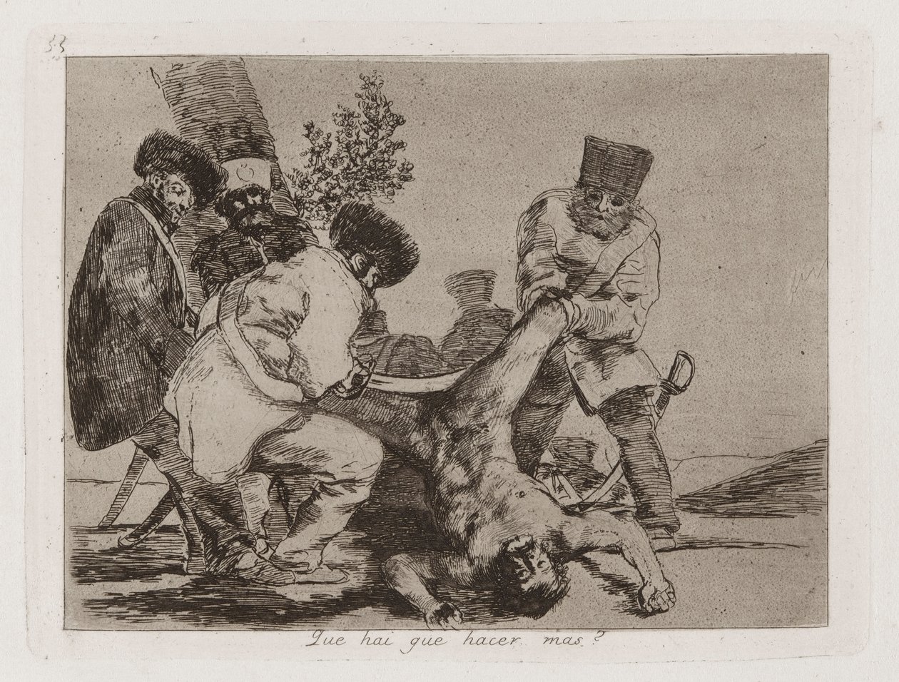 Hva [sic] er det å gjøre mer? (Hva mer kan gjøres?), Plate 33 fra The Disasters of War av Francisco de Goya