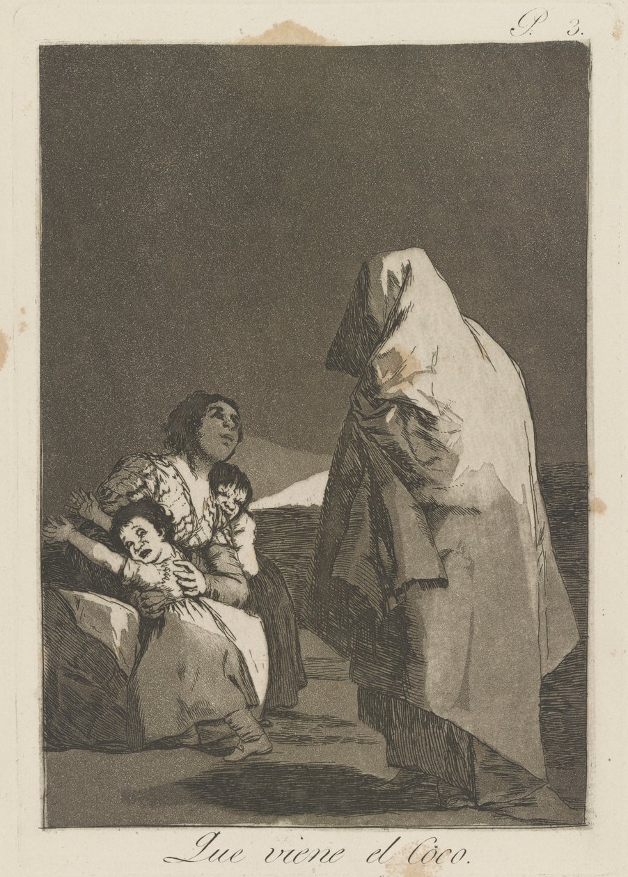 Galningen kommer (Here Comes the Bogey-Man.), pl. 3 fra serien The Caprices av Francisco de Goya