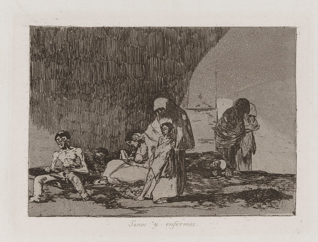 The Healthy and the Sick, Plate 57 fra The Disasters of War av Francisco de Goya