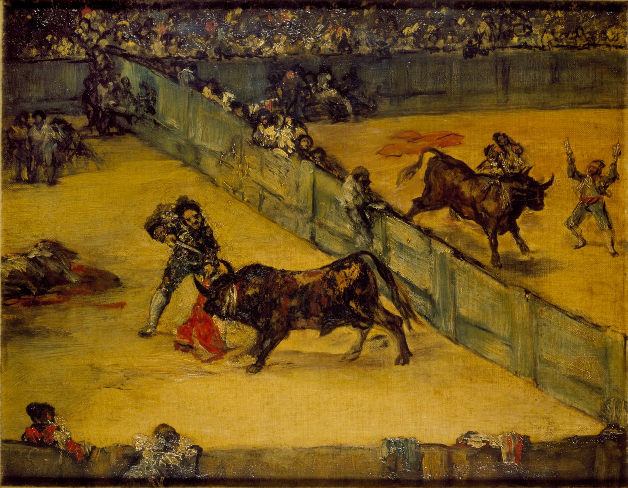 Scene at a Bullfight: Division de place, c1800-tallet av Francisco de Goya