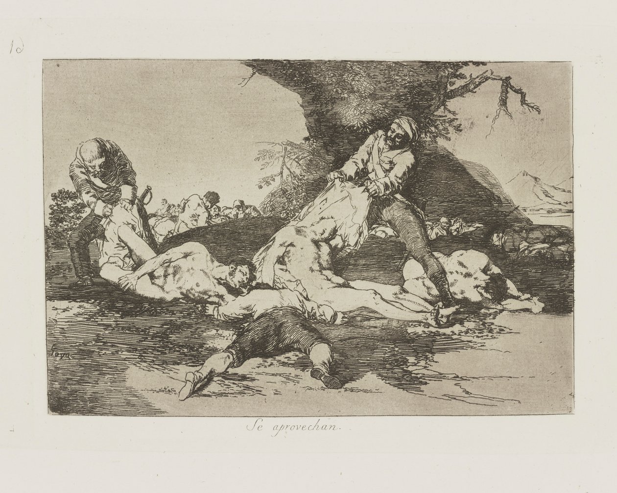 Se aprovechan. (De gjør bruk av dem.), pl. 16 fra serien Los desastres de la guerra (The Disasters of War) av Francisco de Goya