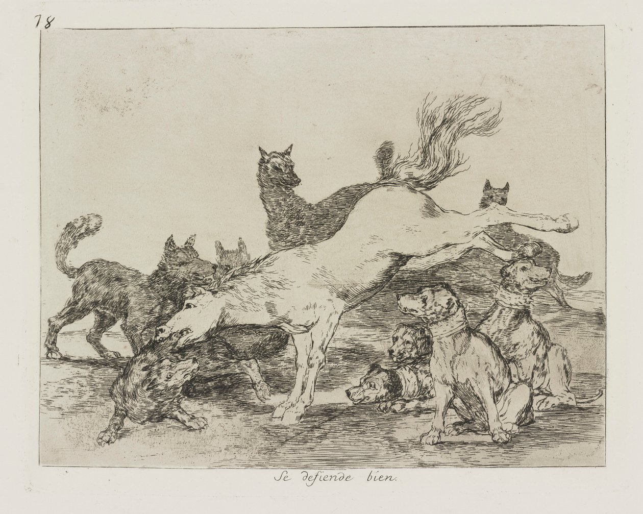 Han forsvarer seg godt. (Han forsvarer seg godt.), pl. 78 fra serien The Disasters of War av Francisco de Goya