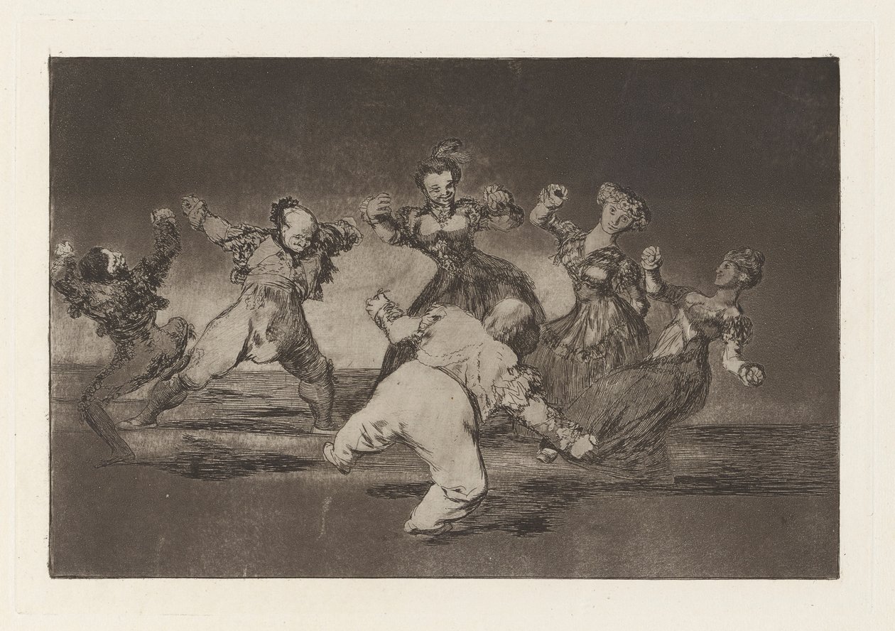 Si Marina bayl?, tome lo que hall? (If Marion Will Dance, Then She has to Take the Consequences), fra serien Los disparates (Los proverbios) av Francisco de Goya