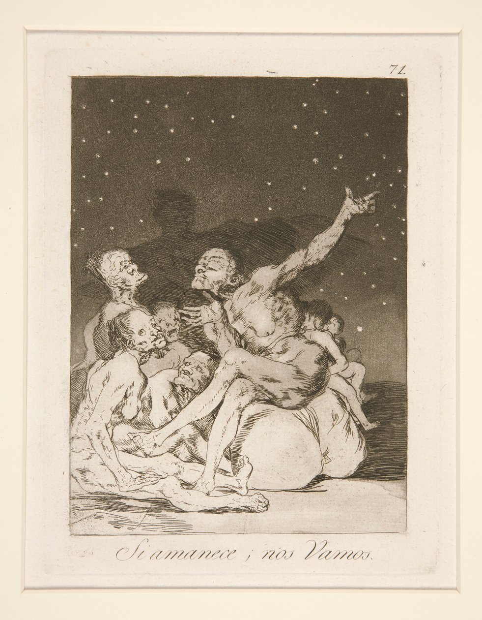 Si amanece, nos vamos (Når dagen bryter vil vi være fri), pl. 71 fra serien Los caprichos av Francisco de Goya