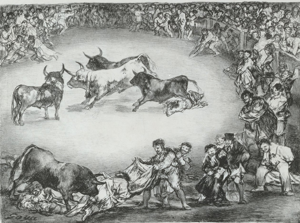 Spansk underholdning fra 'Bulls of Bordeaux', 1825., 1825. av Francisco de Goya