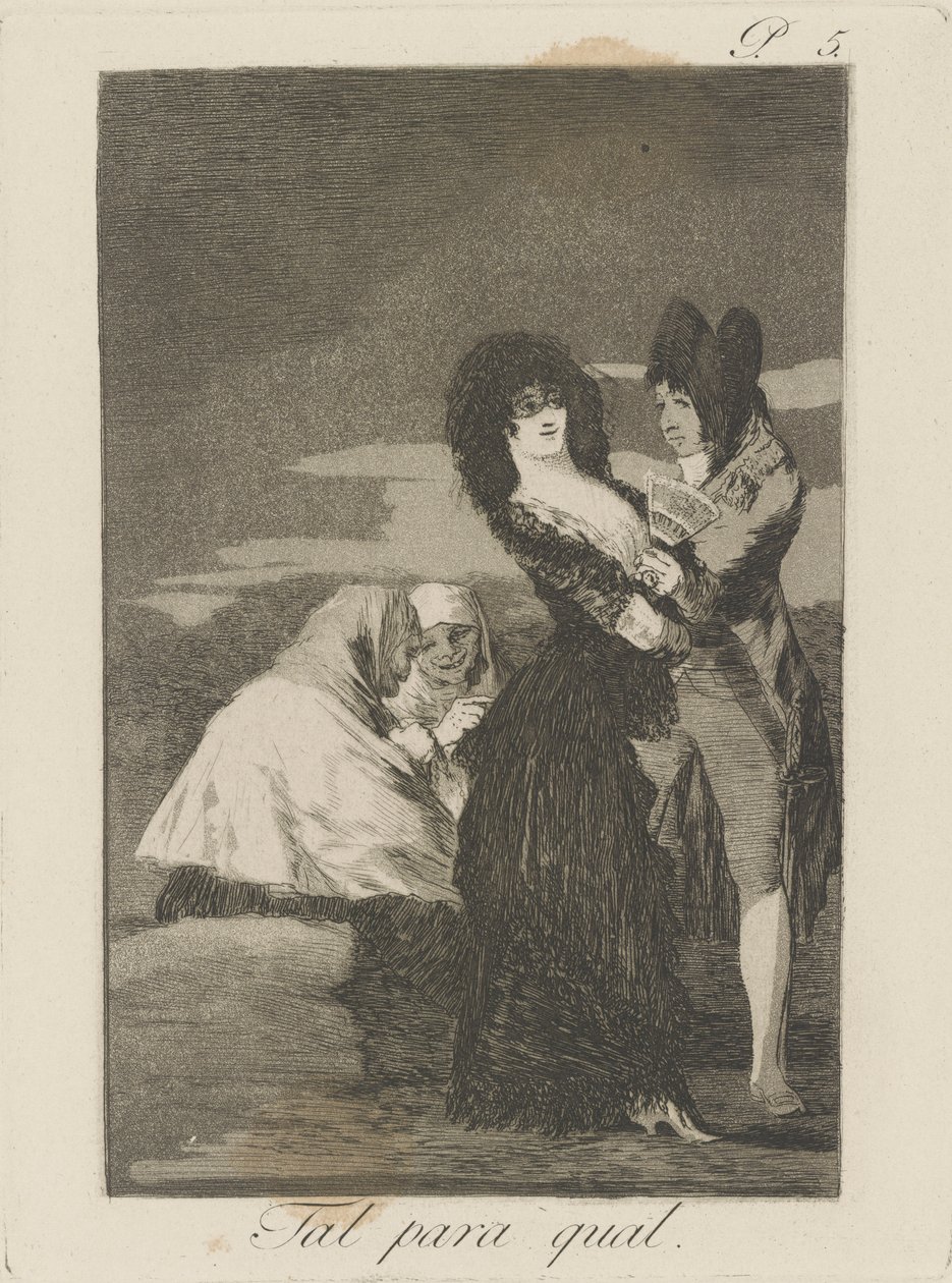 Tal para qual. (To like.), pl. 5 fra serien Los caprichos av Francisco de Goya