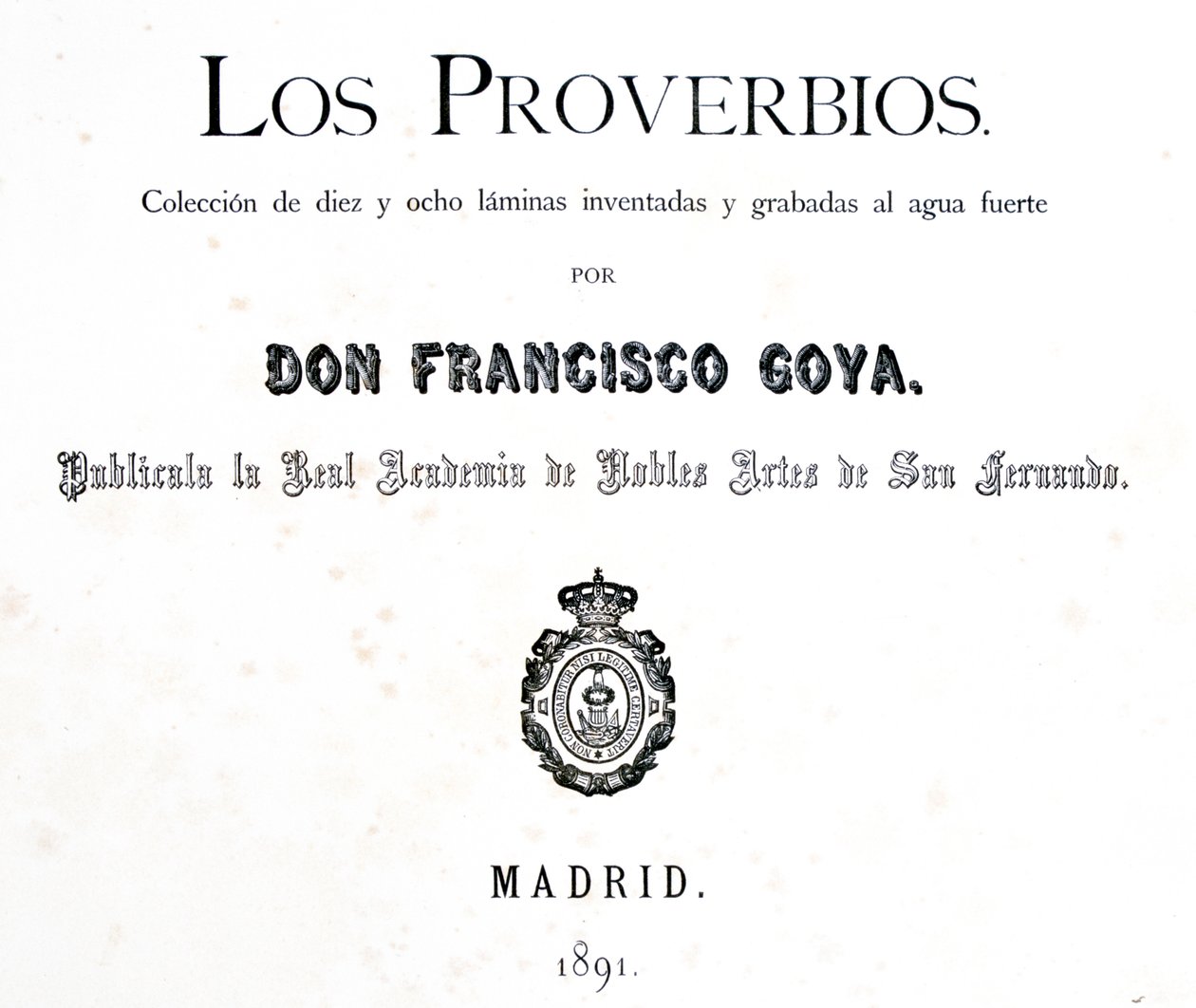 Tittelside til Los Proverbios eller Ordspråk, 1819-1823 av Francisco de Goya