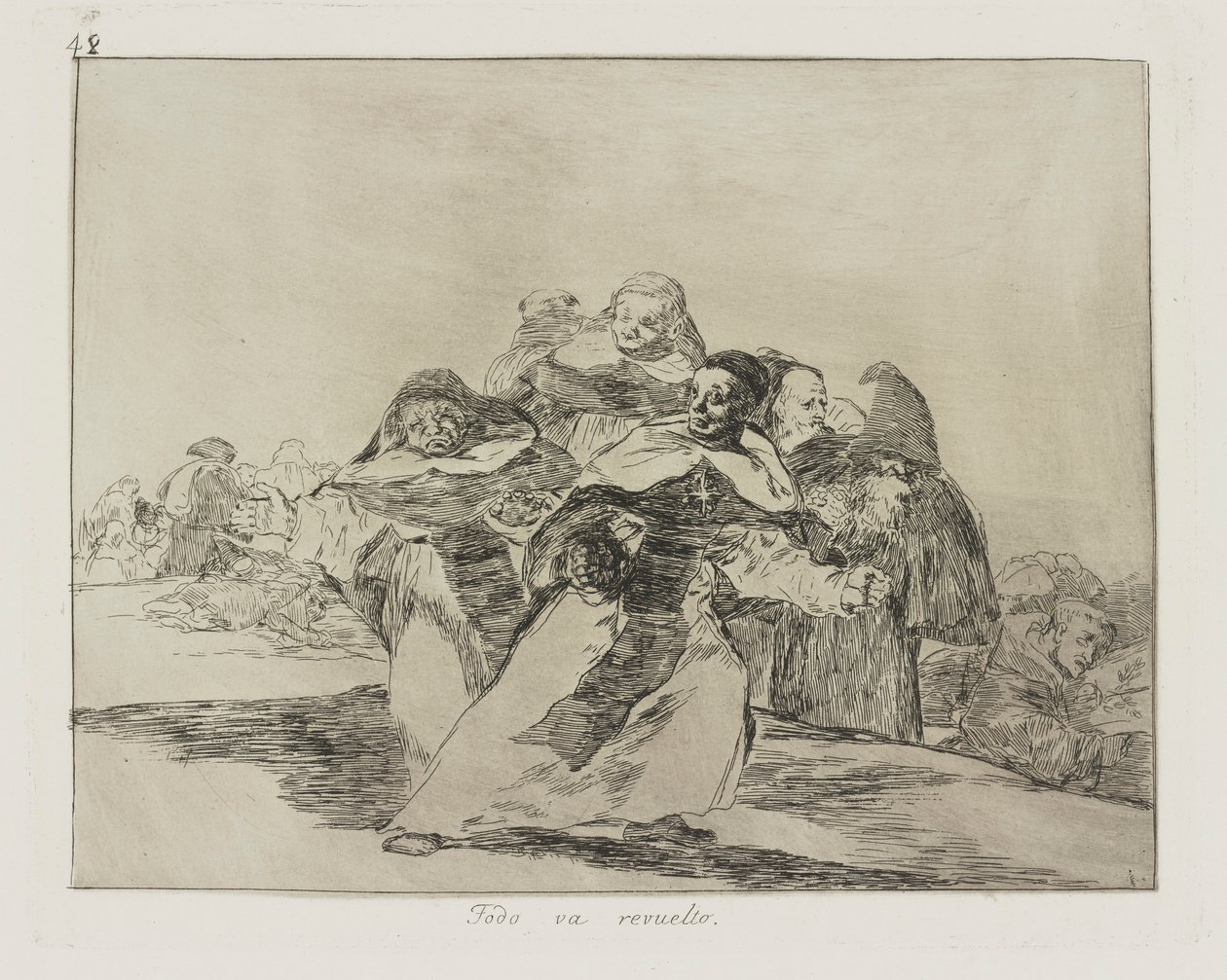 Alt er kryptert. (Alt er Topsy-Turvy.), pl. 42 fra serien The Disasters of War av Francisco de Goya