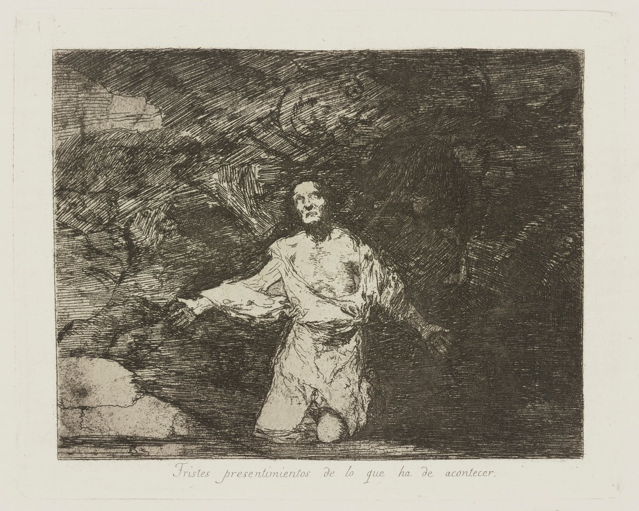 Triste anelser om hva som kommer. (Triste forvarsel om hva som kommer til å skje.), pl. 1 fra serien The Disasters of War av Francisco de Goya