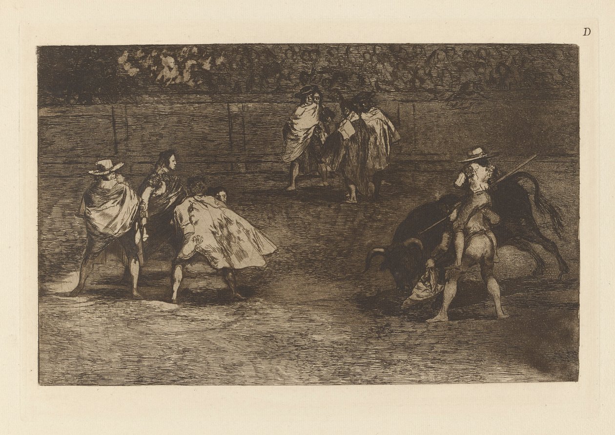 En tyrefekter rir på skuldrene til d?n chulo av Francisco de Goya
