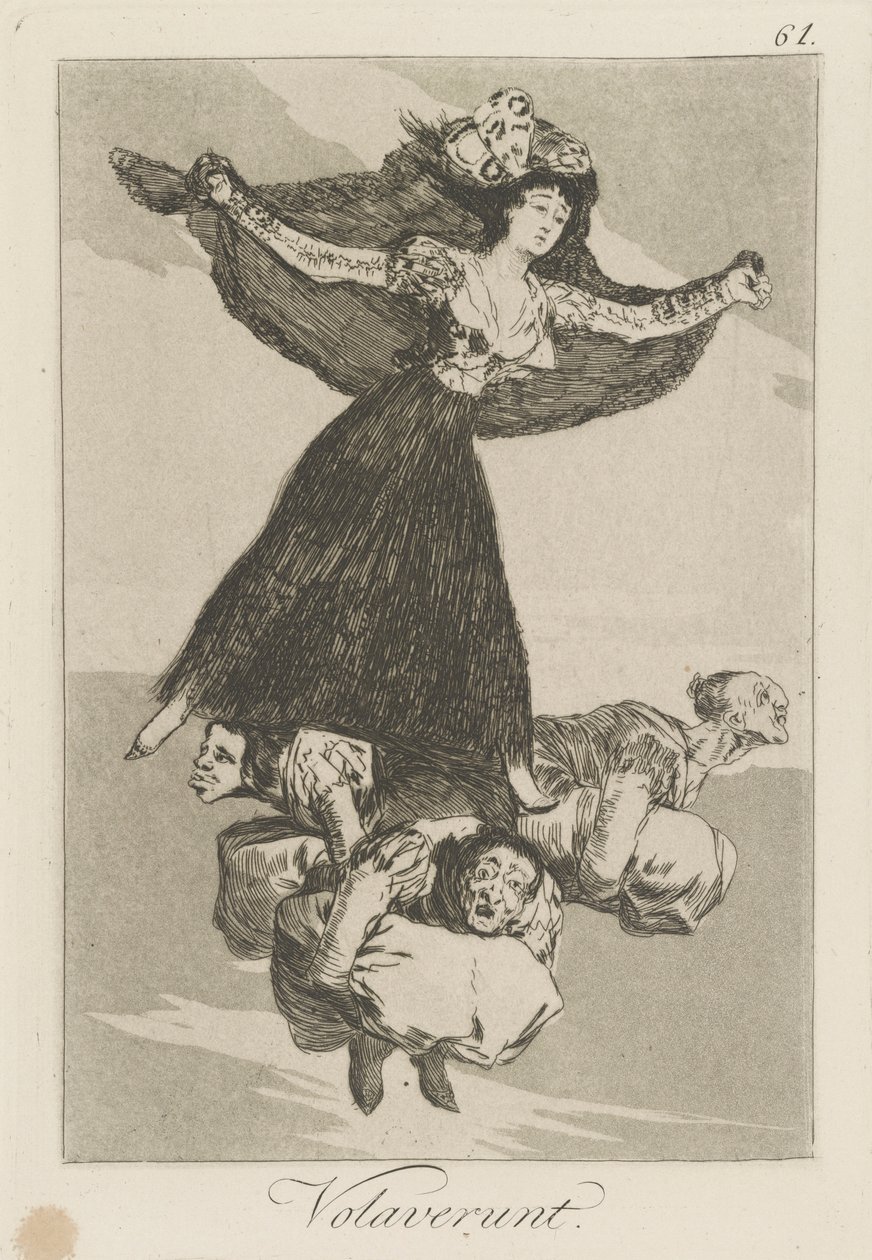 Volaverunt. (De har fløyet.), pl. 61 fra serien Los caprichos av Francisco de Goya