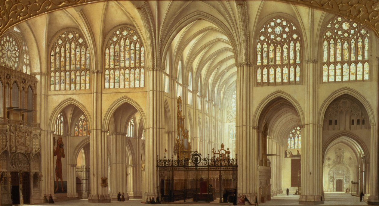 Interiøret i Toledo katedral, 1856 av Francisco Hernandez Y Tome