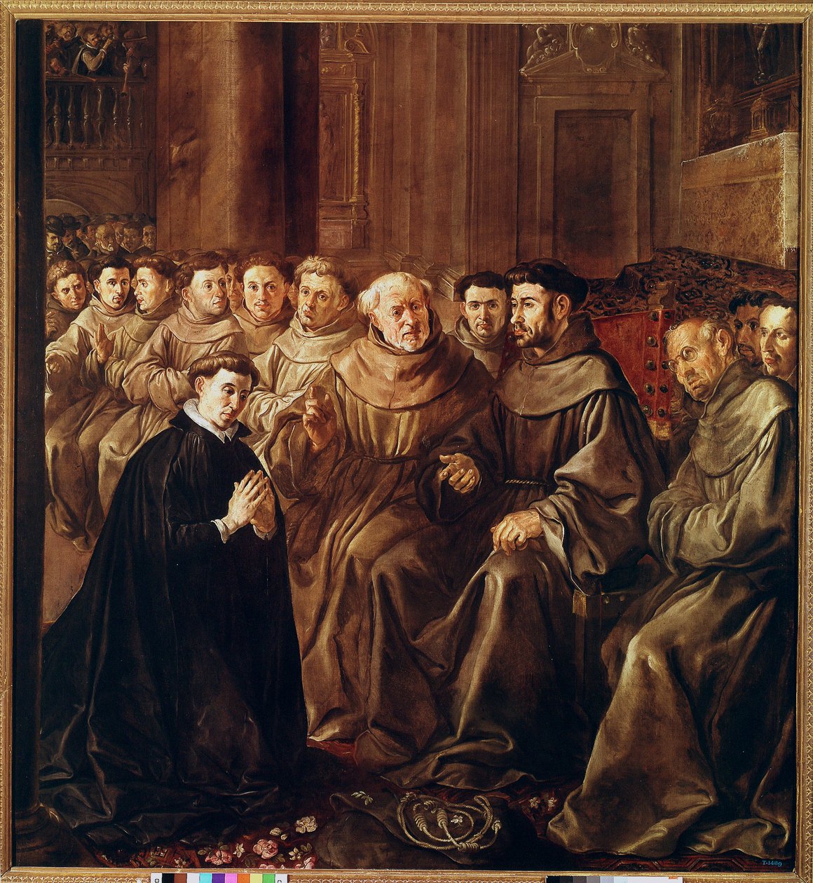 St Bonaventure går inn i fransiskanerordenen (olje på lerret av Francisco Herrera