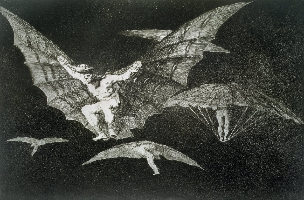 En måte å fly på, plate 13 av "Ordspråk" av Francisco Jose de Goya y Lucientes