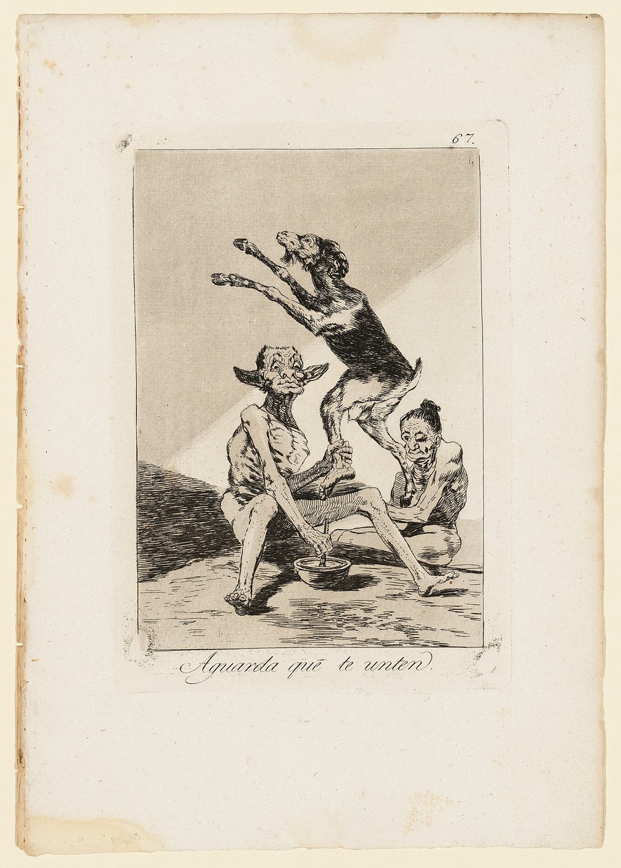 Vent på at de skal salve deg, tallerken fra "Los Caprichos", 1799 av Francisco de Goya