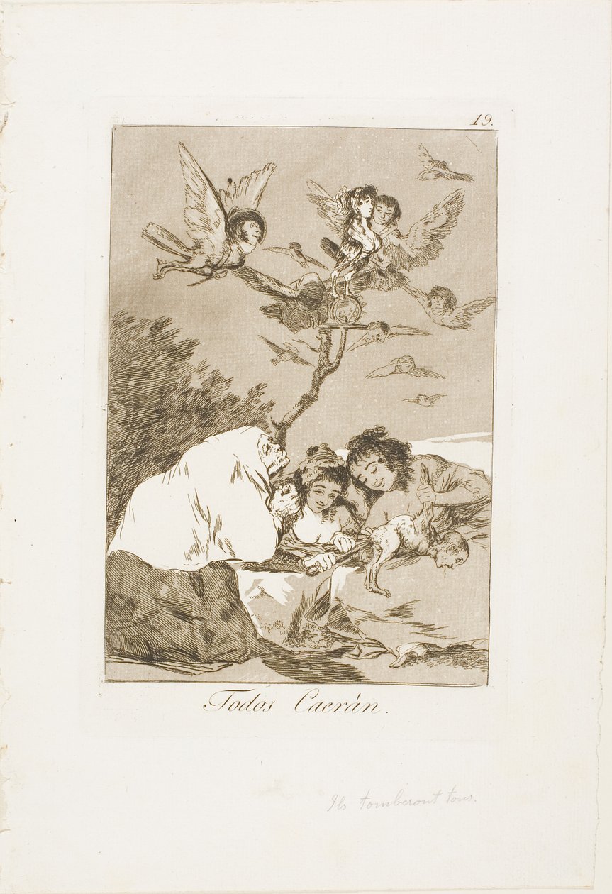 All Will Fall, plate 19 fra Los Caprichos av Francisco Jose de Goya y Lucientes