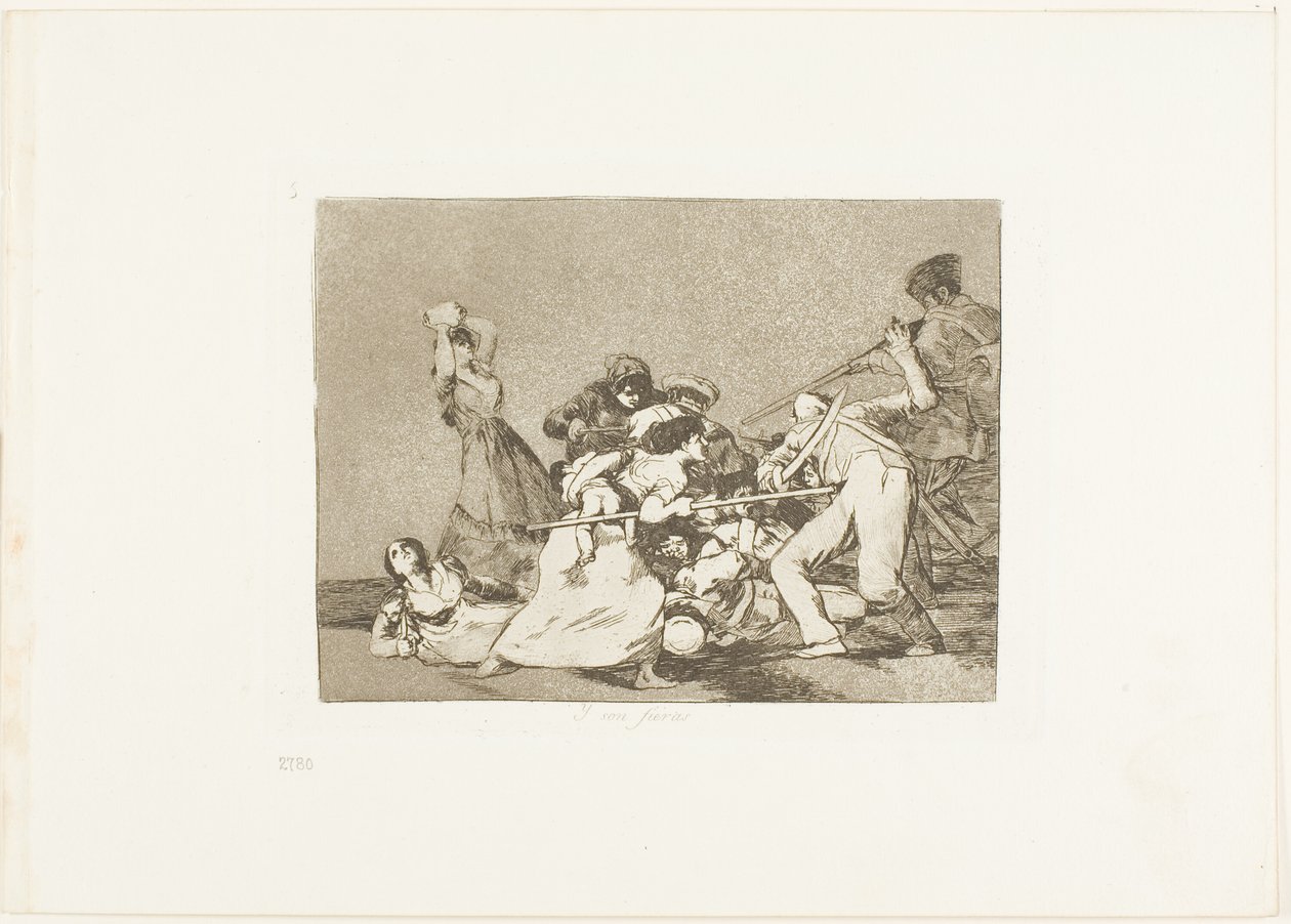 Og de er som ville beist, plate fem fra The Disasters of War av Francisco Jose de Goya y Lucientes