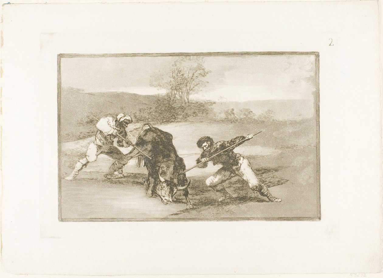 En annen måte å jakte på til fots, tallerken to fra The Art of Bullfighting av Francisco Jose de Goya y Lucientes