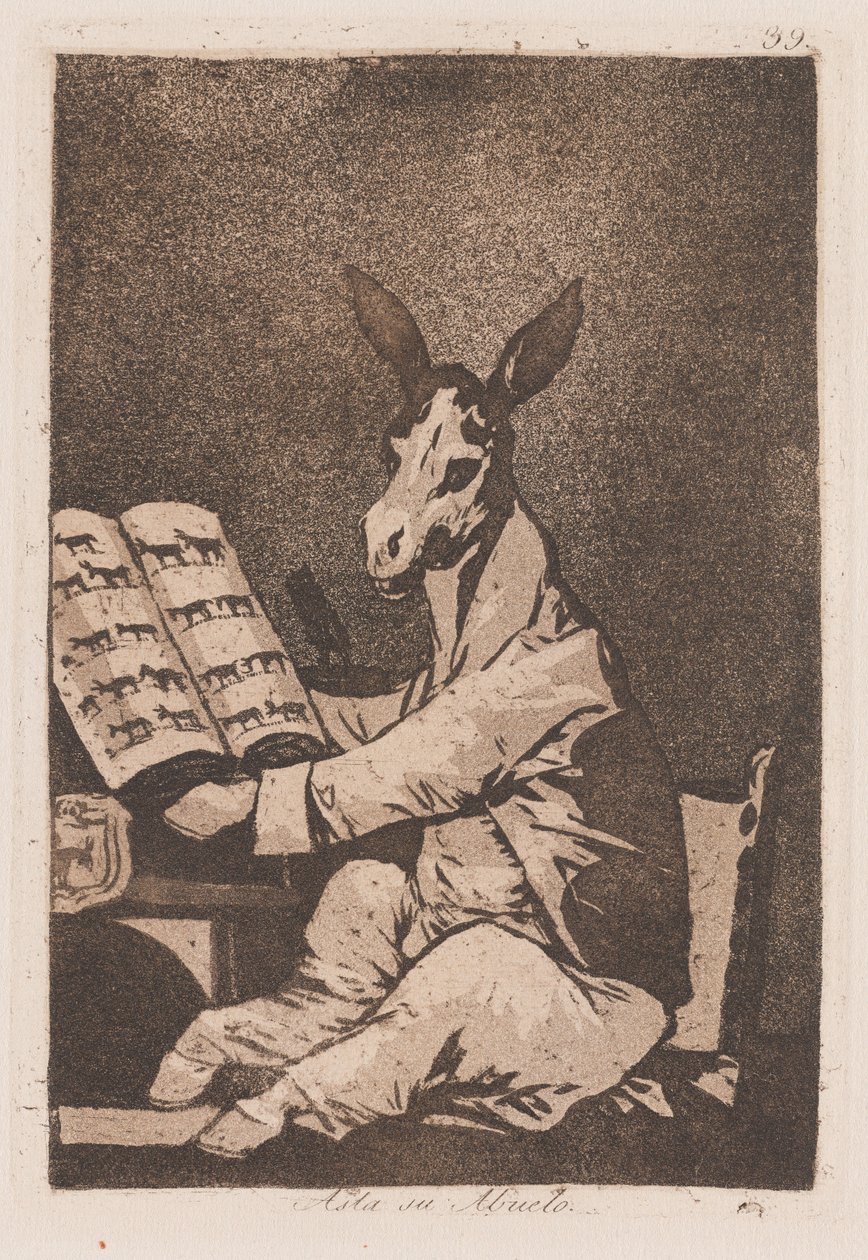 Så langt som hans bestefar, sent på 18.-tidlig 1800-tallet (trykk) av Francisco de Goya