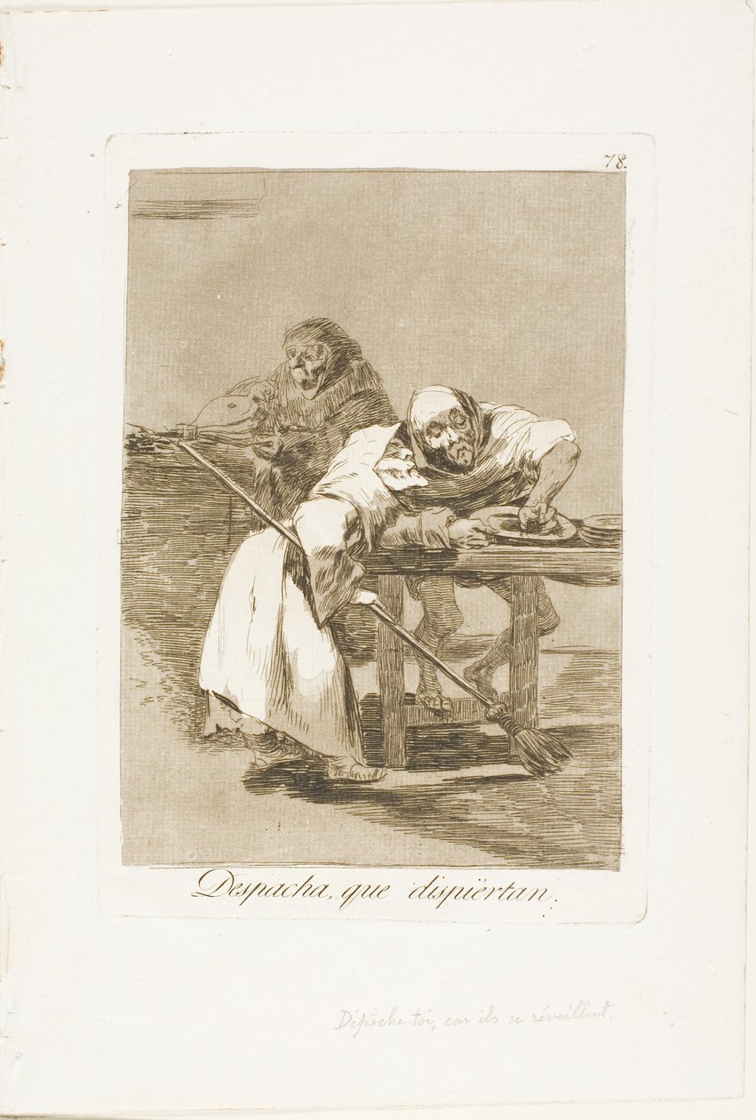 Vær rask, They are Waking Up, plate 78 fra Los Caprichos av Francisco Jose de Goya y Lucientes