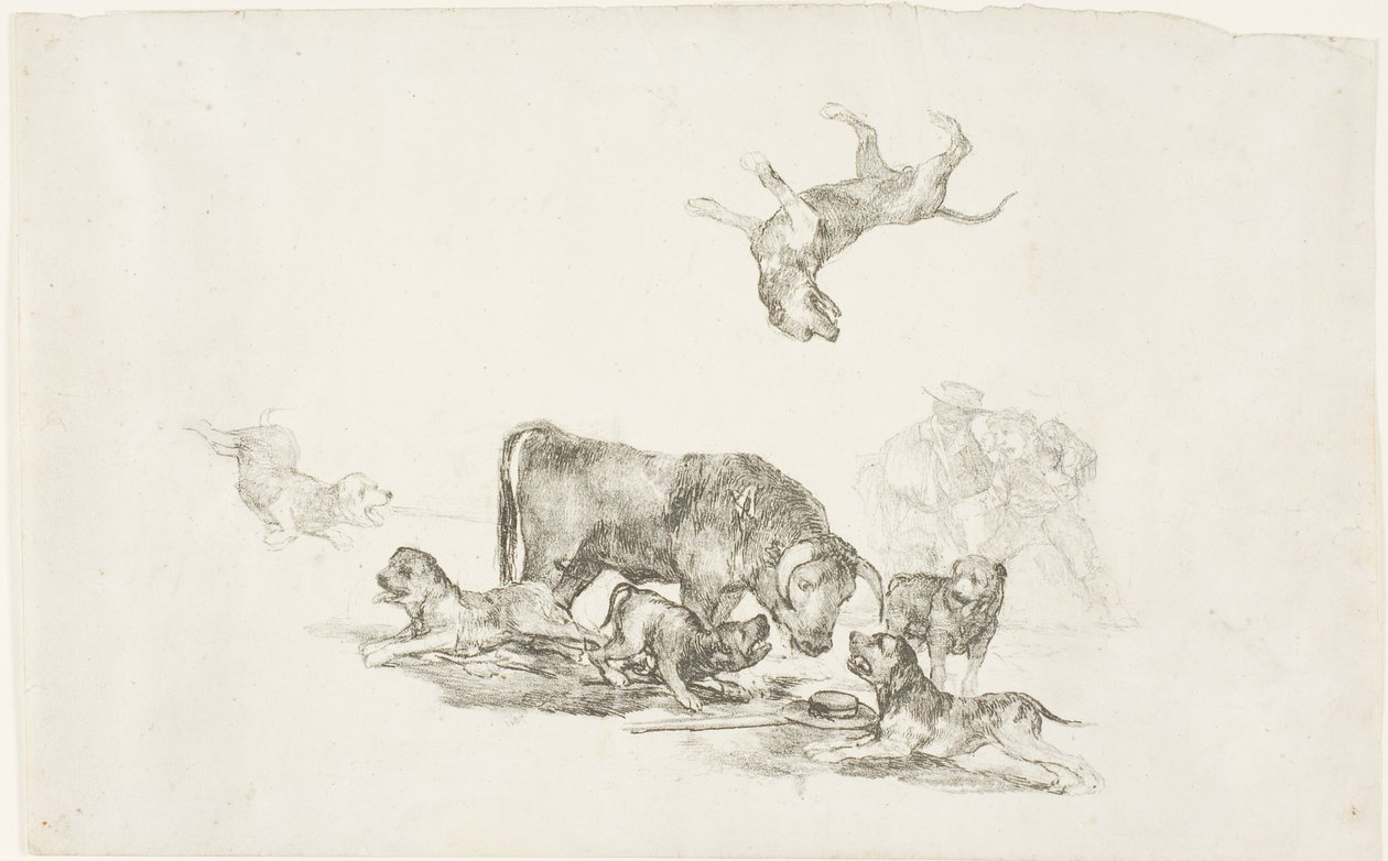 Okse angrepet av hunder av Francisco Jose de Goya y Lucientes
