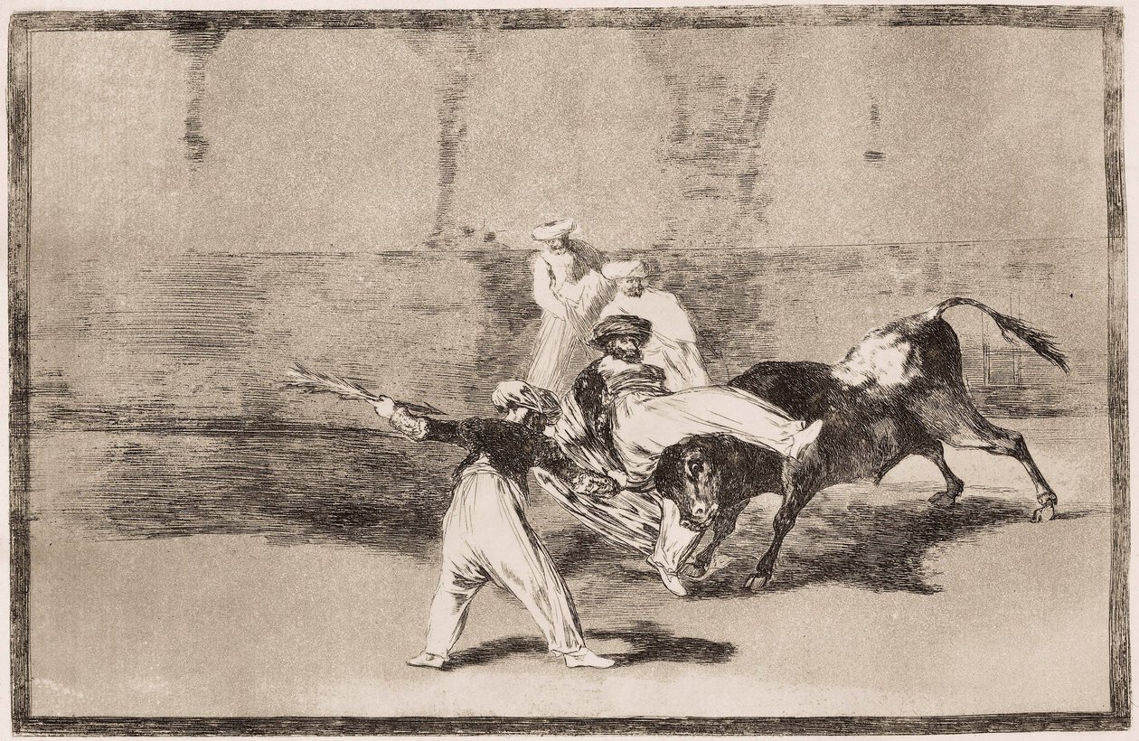 Tyrefekting: En maur får et hornstøt på arenaen av Francisco de Goya