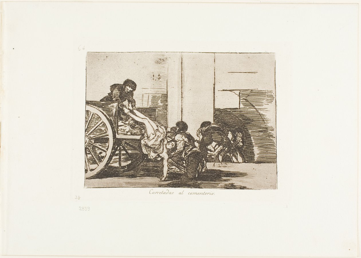 Cartloads til kirkegården, plate 64 fra The Disasters of War av Francisco Jose de Goya y Lucientes