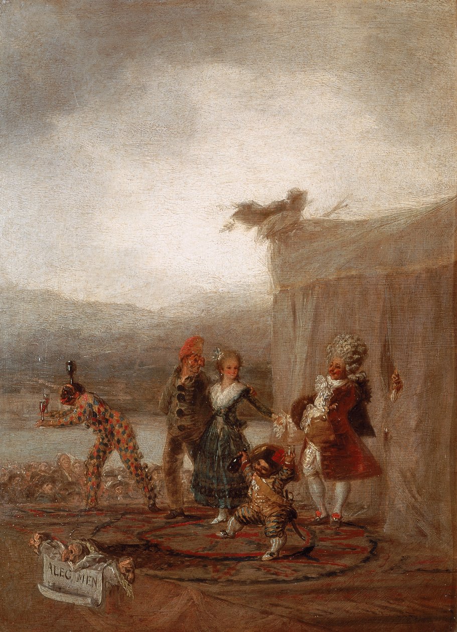 Comedy dell'arte (italiensk komedie), eller omreisende tegneserier av Francisco de Goya (1746-1828) av Francisco Jose de Goya y Lucientes