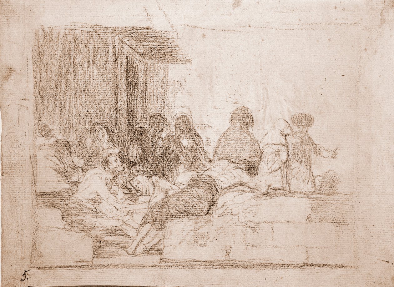 Destres of the War: Vaines-klager (forberedende tegning av Francisco de Goya