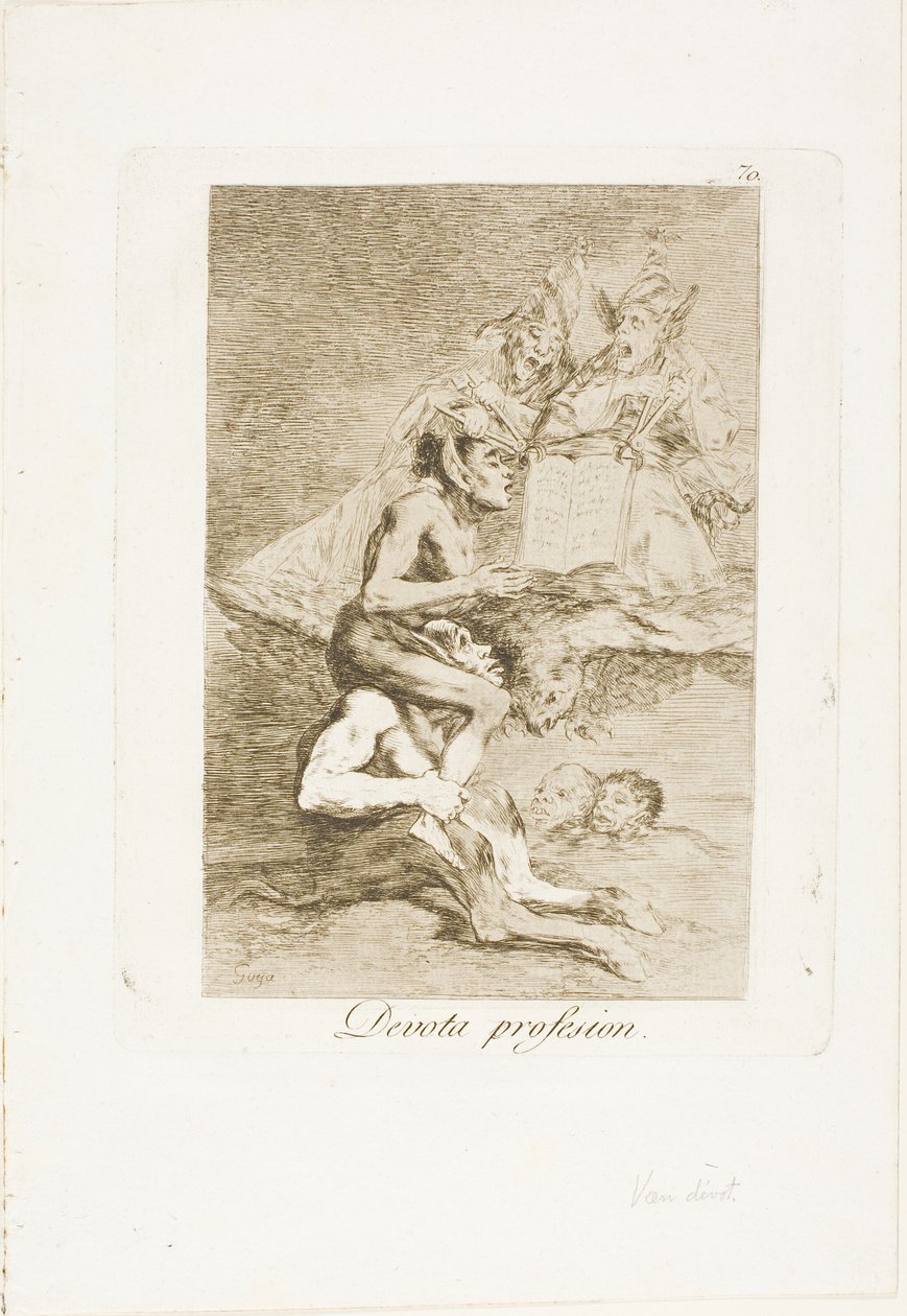 Andektig yrke, tallerken 70 fra Los Caprichos av Francisco Jose de Goya y Lucientes