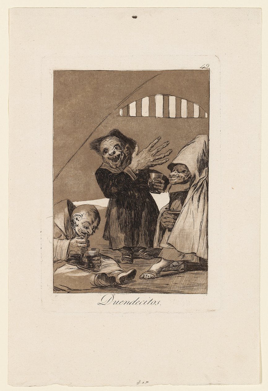 Duendecitos, tallerken fra "Los Caprichos", 1799 av Francisco de Goya