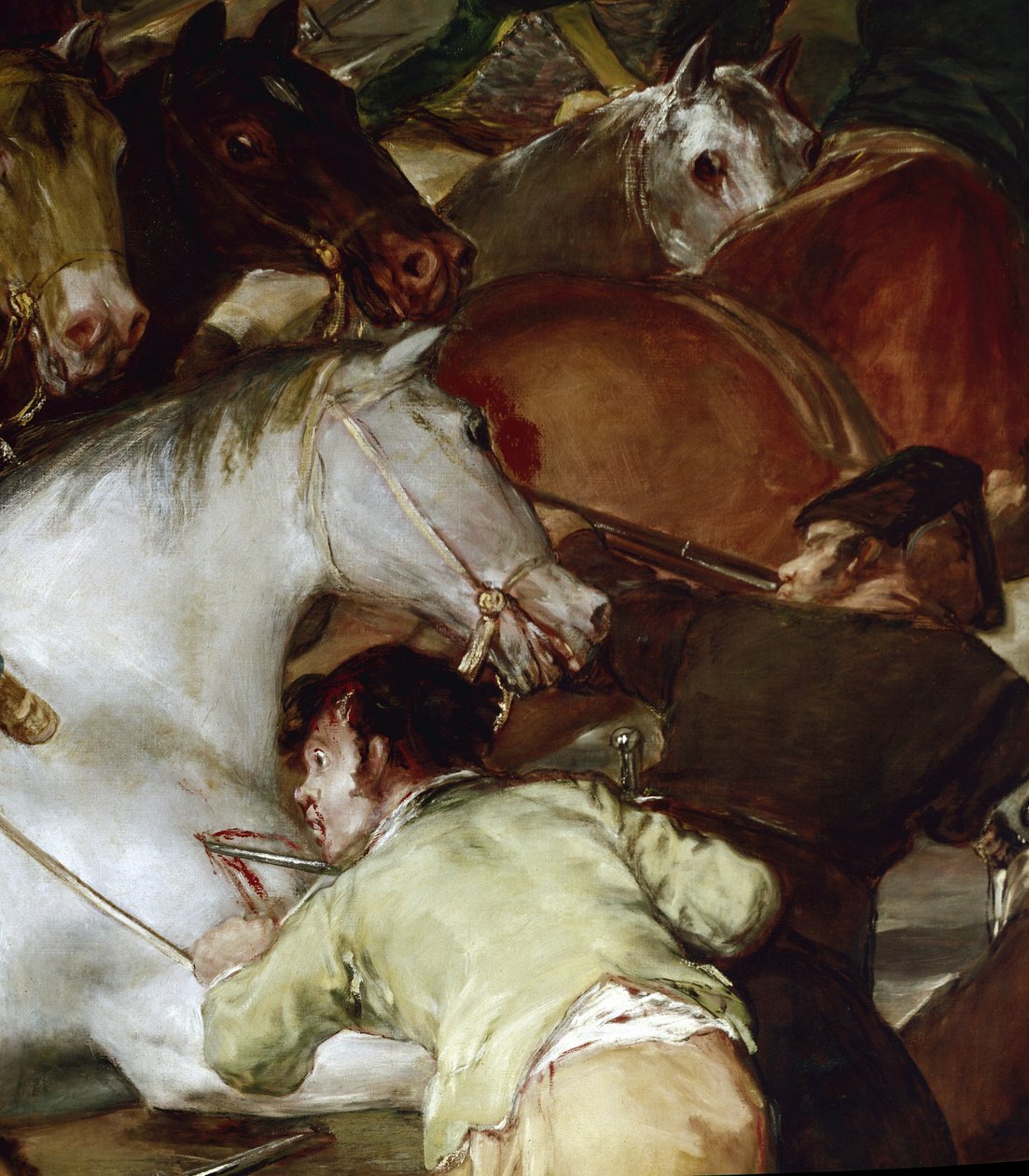 The Two of May (2. mai) eller Anklagen om mamelukkene. Detalj (olje på lerret av Francisco de Goya